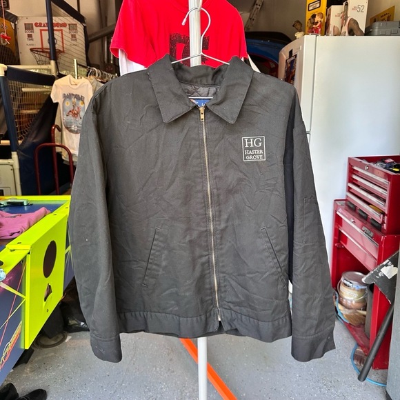 Dickies Black Detroit Style ZipUp Haster Grove Logo Collared Bomber Jacket Large - Picture 5 of 5